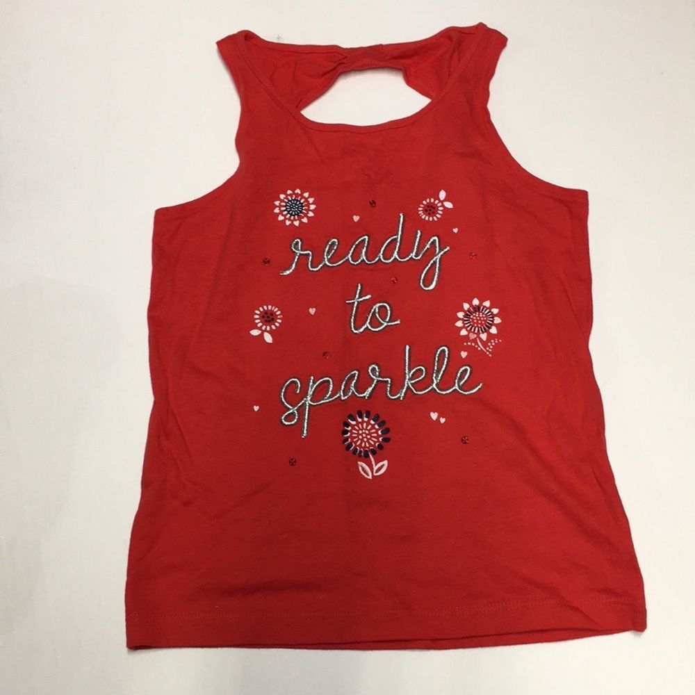 Carter's Kid Ready To Sparkle Red Tank Top with Embroidered Design girls size 7